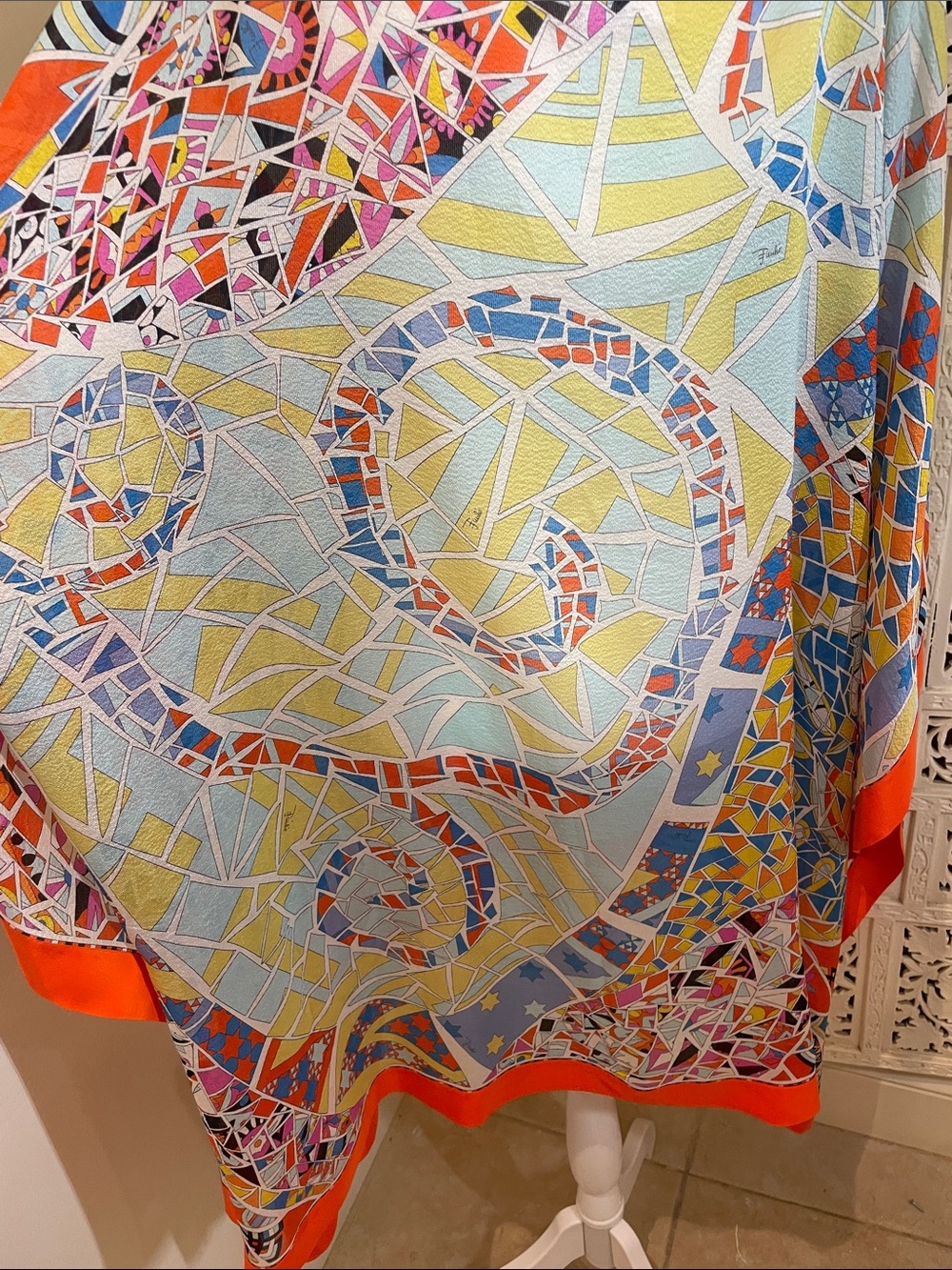 Emilio Pucci Multicolor Mosaic-Print Silk tunic top / bathing suits cover up - Picture 5 of 6